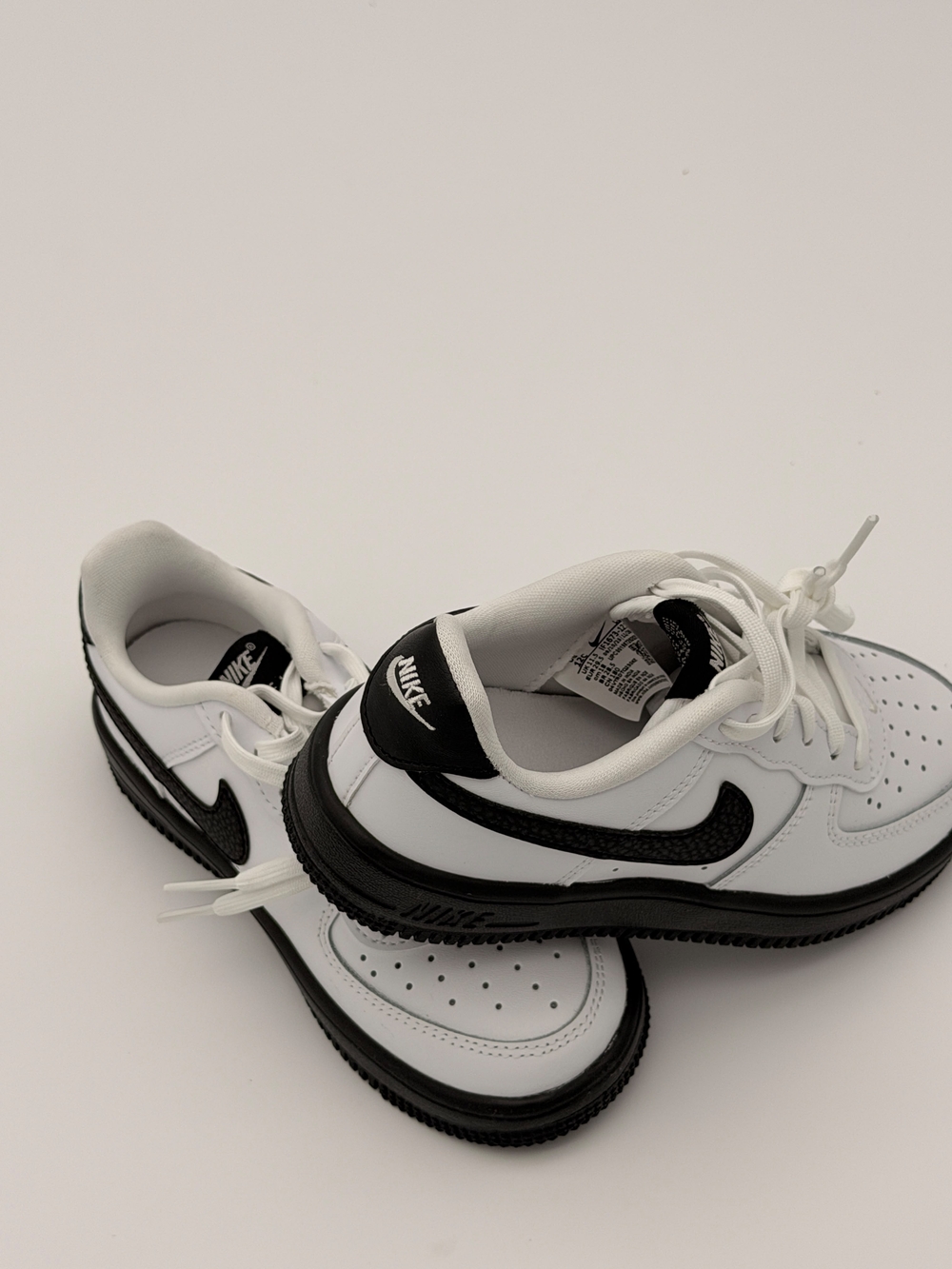 Nike Air Force 1 Low Kids White Black Sneakers Size 12C